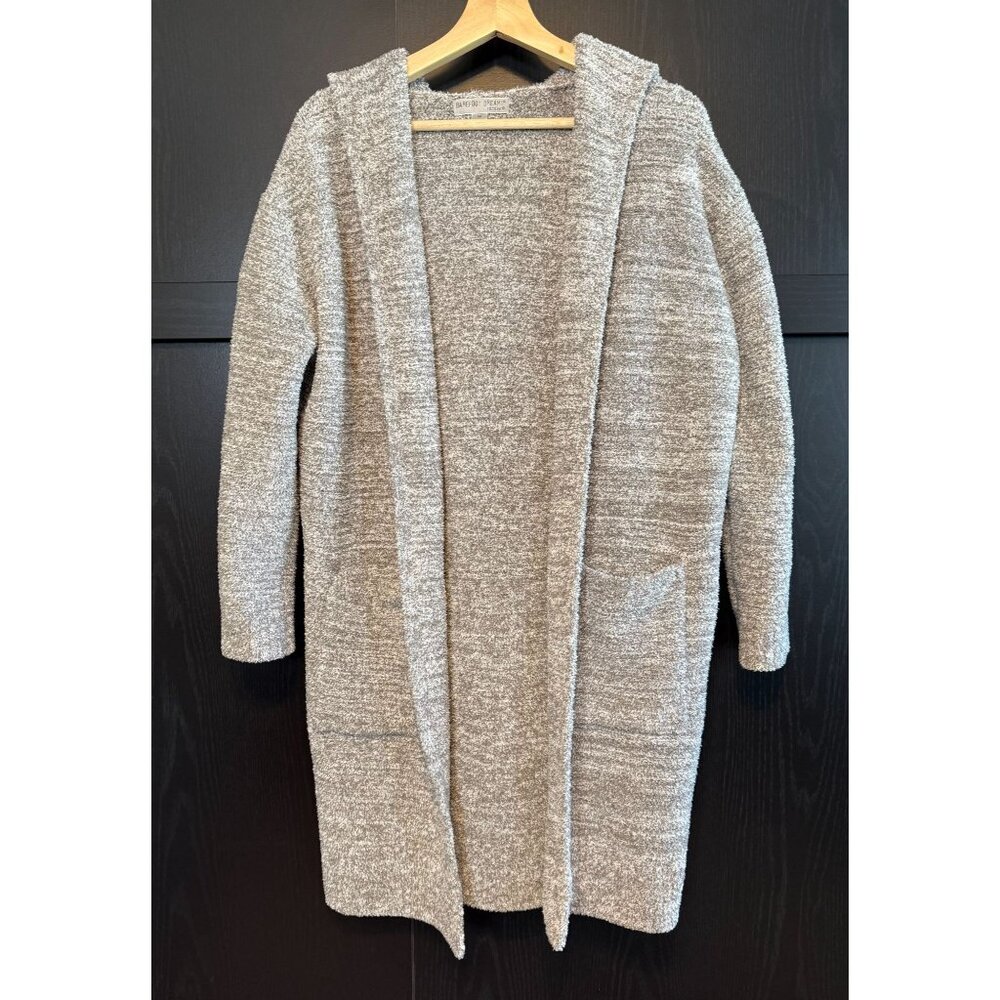 Barefoot Dreams Cozychic Lite Long Cardigan Sweater XS Heathered Tan Cozy Soft